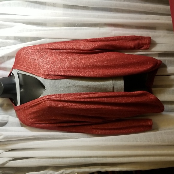 Sz M Thin T-knit Red Cardigan - Picture 1 of 6